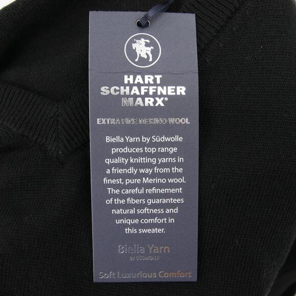 Hart Schaffner Marx Sweater Vest Black Extra Fine Merino Wool V Neck 2X Tall NWT - Picture 7 of 11